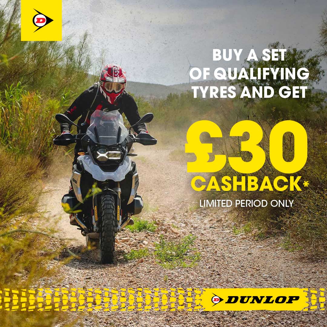 Dunlop Motorcycle Tyres £30 cash back p